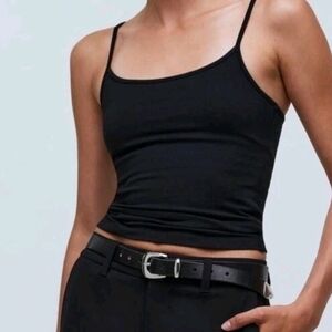 Madewell Black Scoopneck Camisole Top With Built-in Bra